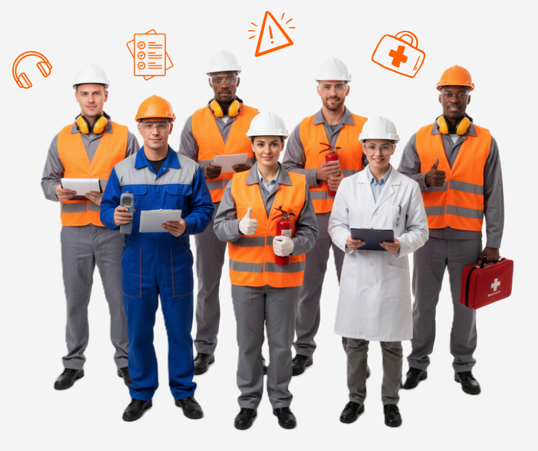 A team of professionals from various industries smiling
